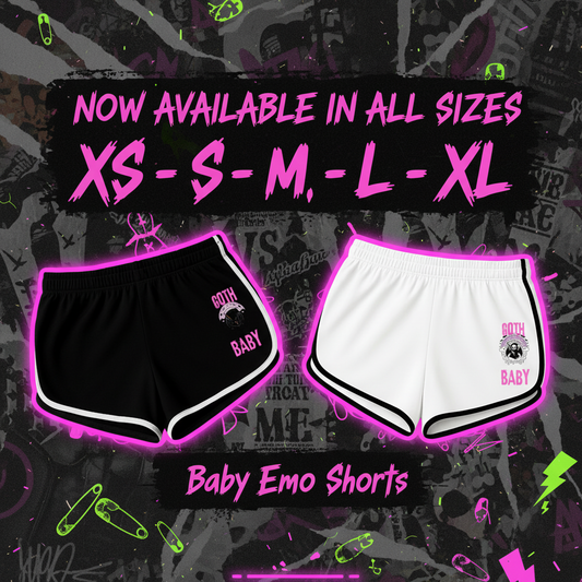 Baby Emo Shorts Size Announcement Banner