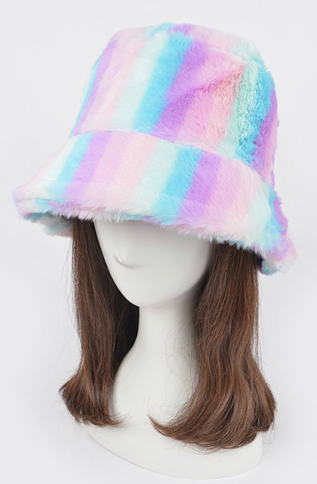 Faux Fur Multi Color Bucket Hat
