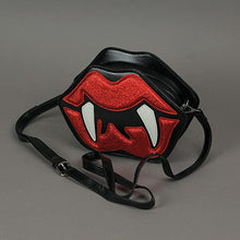 Things2Die4 Glittery Red Vampire Lips With Fangs Purse